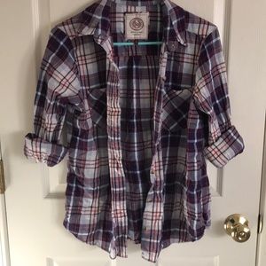 Purple, red, and white flannel